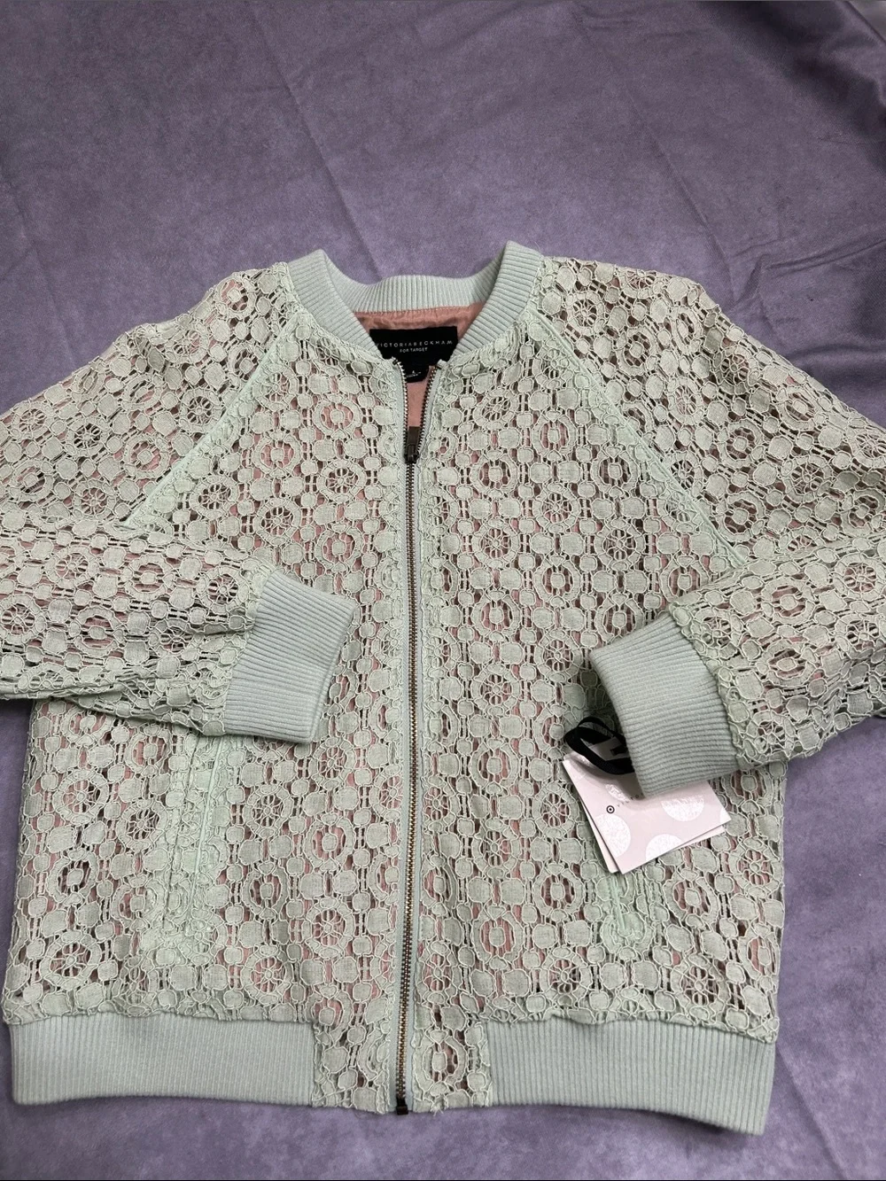 Victoria Beckham for Target Mint Green Lace Bomber Jacket